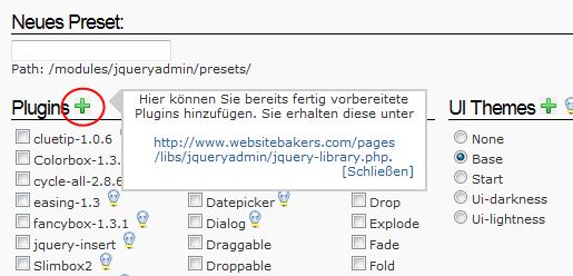 Plugin in jQueryAdmin installieren 1