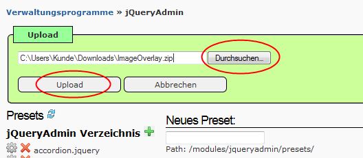 Plugin in jQueryAdmin installieren 2